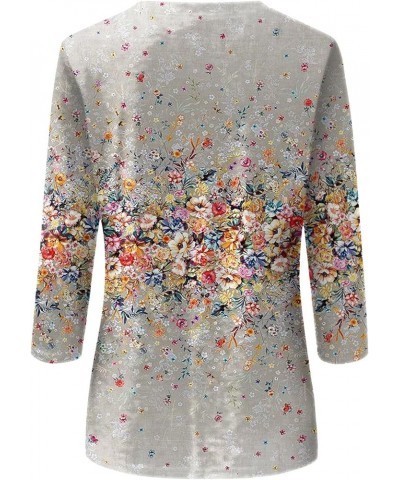 Summer Tops for Women 2023 3/4 Sleeve Floral Casual Tee Shirts Summer Vintage Blouses 029-gray $8.54 Blouses