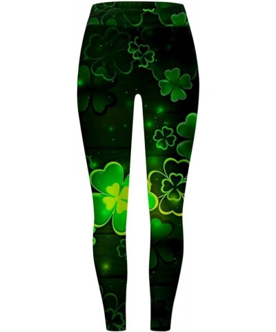 St.Patricks Day High Waist Tummy Control Leggings Irish Shamrock Graphic Festival Costumes Womens Yoga Pants F-green $7.55 Le...