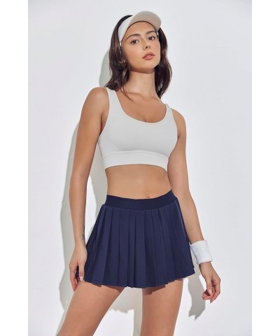 Pleated Skirts for Women High Waisted Tennis Skirts Adjustable Buckle Athletic Skorts Skirts with Pocket Navy Blue $20.64 Skirts