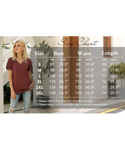 Womens T Shirts Basic V Neck Tee Loose Fitting Casual Short Sleeve Tops 05-light Purple $16.79 T-Shirts