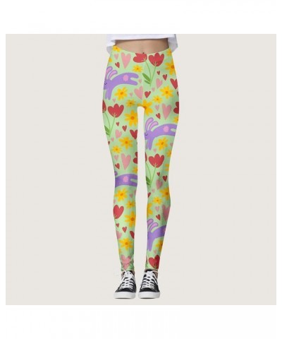 Happy Easter Day Workout Leggings for Women Tummy Control Cute Rabbits Graphic No See-Through Yoga Pants Stretchy Leggings C0...