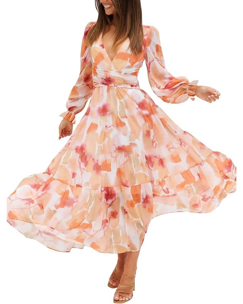 Women's Long Sleeve Boho Dress 2024 Spring Summer Maxi Dress Wedding Guest Casual Long Dress Zpeach Pink $30.80 Dresses