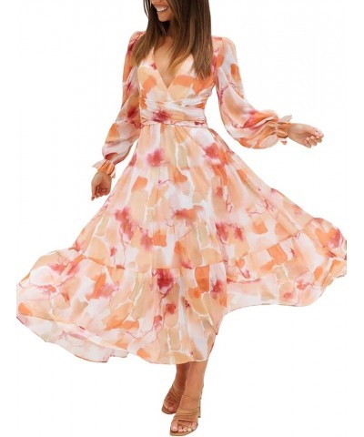 Women's Long Sleeve Boho Dress 2024 Spring Summer Maxi Dress Wedding Guest Casual Long Dress Zpeach Pink $30.80 Dresses