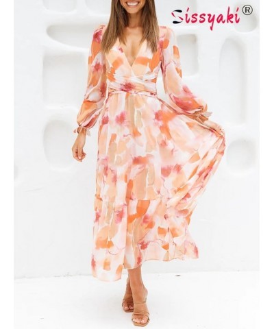 Women's Long Sleeve Boho Dress 2024 Spring Summer Maxi Dress Wedding Guest Casual Long Dress Zpeach Pink $30.80 Dresses