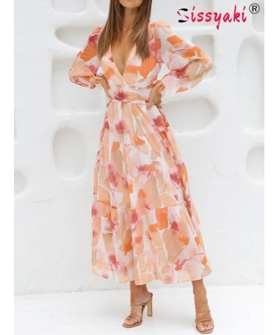 Women's Long Sleeve Boho Dress 2024 Spring Summer Maxi Dress Wedding Guest Casual Long Dress Zpeach Pink $30.80 Dresses