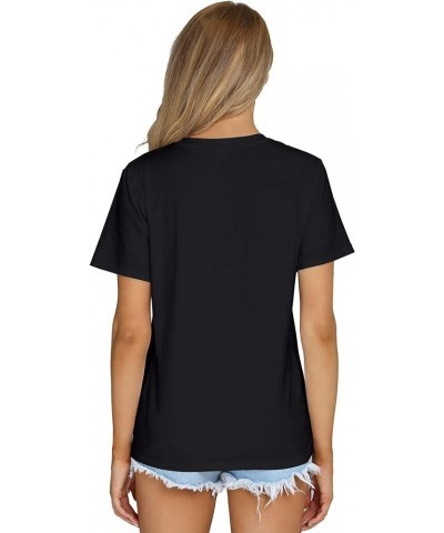 Women's Casual Loose Short Sleeve Crewneck T-Shirts Solid Color Basic Summer Tops Black $13.10 T-Shirts