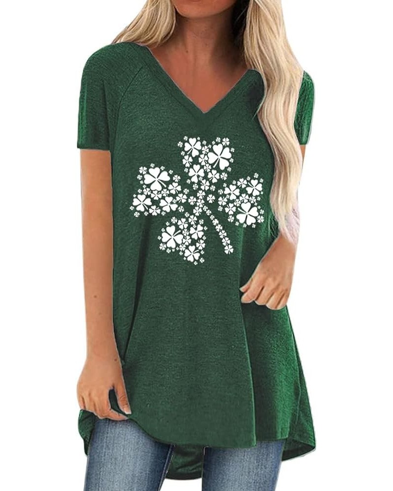 Tops Tunics for Women to Wear with Leggings, Casual Loose Fit V Neck Short/Long Sleeves T Shirt A-green Shamrocks $12.99 Tops