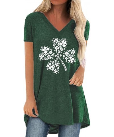 Tops Tunics for Women to Wear with Leggings, Casual Loose Fit V Neck Short/Long Sleeves T Shirt A-green Shamrocks $12.99 Tops