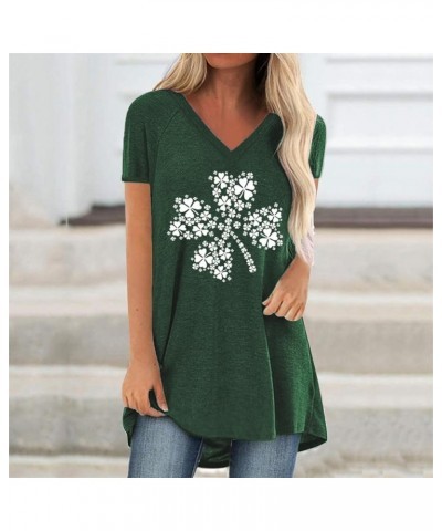 Tops Tunics for Women to Wear with Leggings, Casual Loose Fit V Neck Short/Long Sleeves T Shirt A-green Shamrocks $12.99 Tops