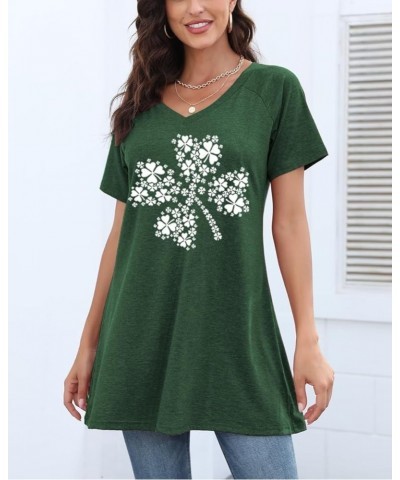 Tops Tunics for Women to Wear with Leggings, Casual Loose Fit V Neck Short/Long Sleeves T Shirt A-green Shamrocks $12.99 Tops