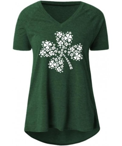 Tops Tunics for Women to Wear with Leggings, Casual Loose Fit V Neck Short/Long Sleeves T Shirt A-green Shamrocks $12.99 Tops