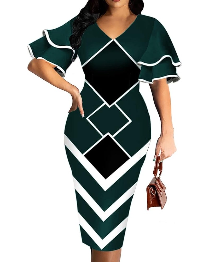 Women's Elegant Bodycon Pencil Dresses Workwear for Business B Black Green $15.18 Dresses