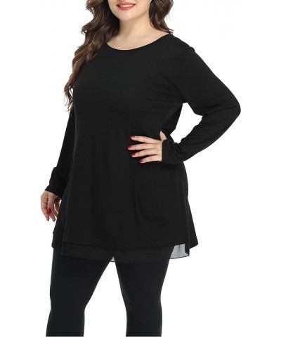 Heather Plus Size Tunic Tops for Women Long Flowy Shirts for Leggings Long Sleeve Black $13.40 Tops