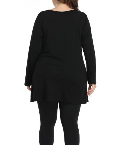 Heather Plus Size Tunic Tops for Women Long Flowy Shirts for Leggings Long Sleeve Black $13.40 Tops