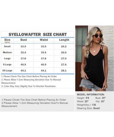 Womens Spaghetti Strap Camisole Sexy Summer Basic Eyelet Tank Tops Deep V Neck Sleeveless 1 Black $12.31 Tanks