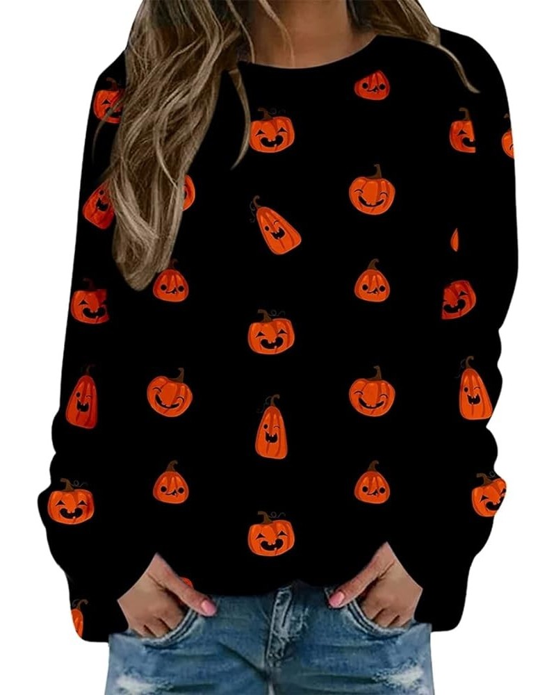 Pumpkin-Sweatshirt Halloween Crewneck Shirt - Cats Graphic Printed Long Sleeve Loose Pullover Top Pattern 16 $19.46 Hoodies &...