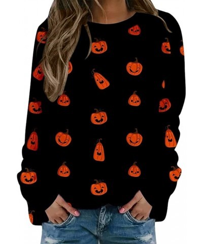 Pumpkin-Sweatshirt Halloween Crewneck Shirt - Cats Graphic Printed Long Sleeve Loose Pullover Top Pattern 16 $19.46 Hoodies &...