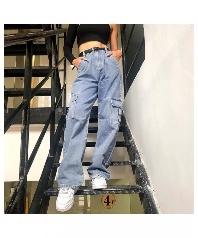 Womens Jeans Stretch Bootcut Y2K Fashion Boyfriend Jeans Skateboard Bell Bottom Harem Pants with Pockets D-blue $6.71 Jeans