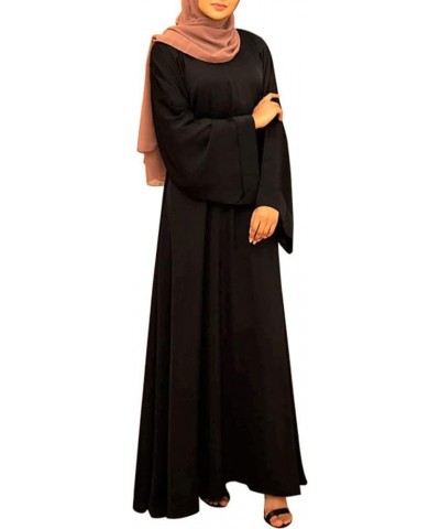 Women Chiffon Muslim Dress Islamic Abaya Dubai Robe Middle East Prayer Dress Open Front Flowy Maxi Cardigan Dress Black2 $12....