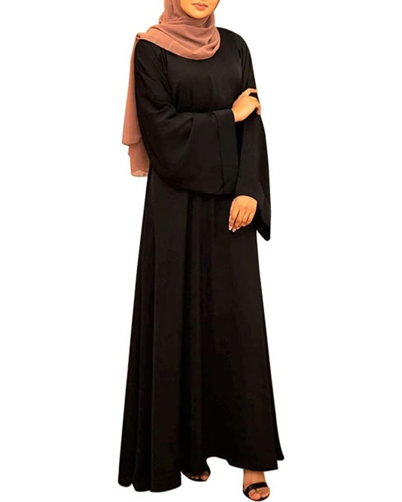 Women Chiffon Muslim Dress Islamic Abaya Dubai Robe Middle East Prayer Dress Open Front Flowy Maxi Cardigan Dress Black2 $12....