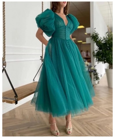 Woman's Tea Length Prom Dress 2023 Teens Tulle Puffy Sleeves Homecoming Dresses Formal Evening Party Gowns Red $43.70 Dresses