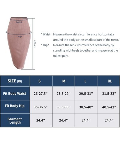 Pencil Skirts for Women Knee Length High Waisted Stretch Bodycon Midi Skirt Brown $11.99 Skirts