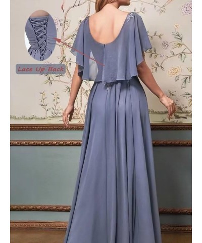 Boat Neck Chiffon Mother of The Bride Dress A Line Lace Applique Wedding Guest Dress Ruched Long Prom Dress Peacock $47.69 Dr...