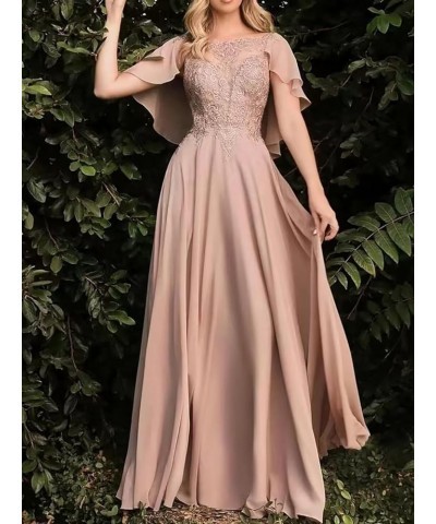 Boat Neck Chiffon Mother of The Bride Dress A Line Lace Applique Wedding Guest Dress Ruched Long Prom Dress Peacock $47.69 Dr...