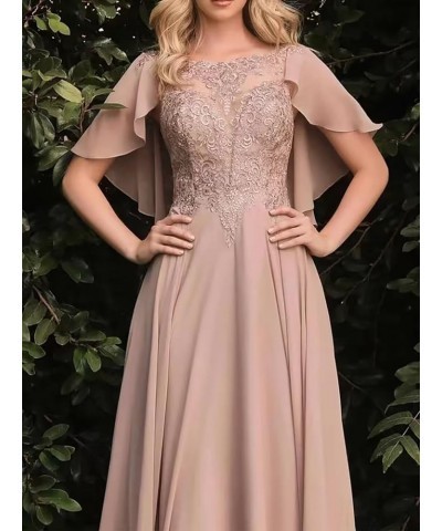 Boat Neck Chiffon Mother of The Bride Dress A Line Lace Applique Wedding Guest Dress Ruched Long Prom Dress Peacock $47.69 Dr...