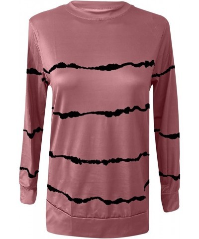 Womens Fall Fashion Long Sleeve Sweatshirts Dressy Casual Striped Tunic Shirts Loose Comfy Pullover Sweater Tops J09-pink $9....