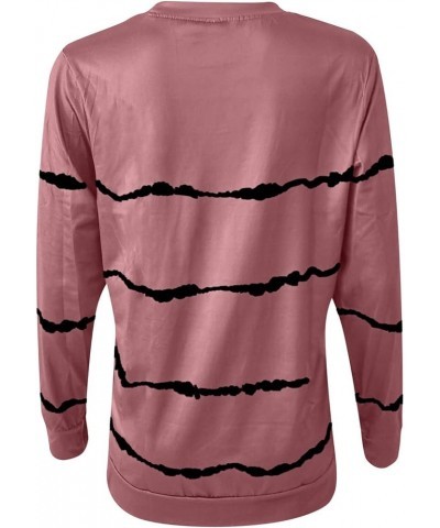 Womens Fall Fashion Long Sleeve Sweatshirts Dressy Casual Striped Tunic Shirts Loose Comfy Pullover Sweater Tops J09-pink $9....