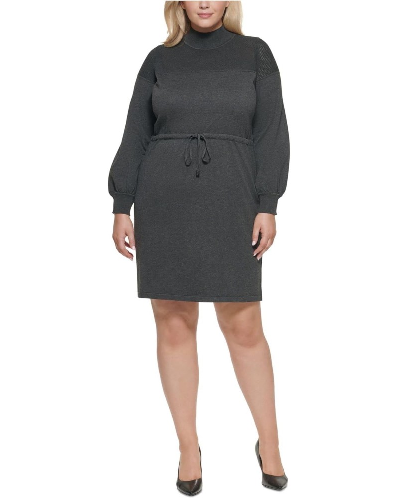 Womens Plus Knit Long Sleeves Sweaterdress Gray 2X $14.37 Dresses