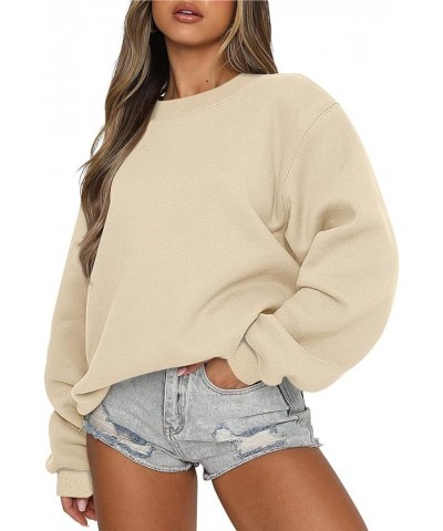 Oversized Sweatshirt for Women Crewneck Long Sleeve Shirts Y2K Hoodie Pullover Trendy Loose Basic Tops Fall Clothes A-beige $...