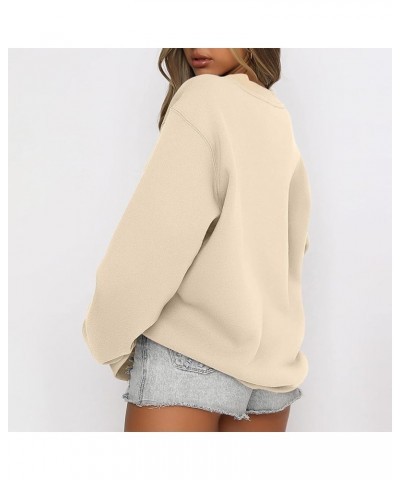 Oversized Sweatshirt for Women Crewneck Long Sleeve Shirts Y2K Hoodie Pullover Trendy Loose Basic Tops Fall Clothes A-beige $...