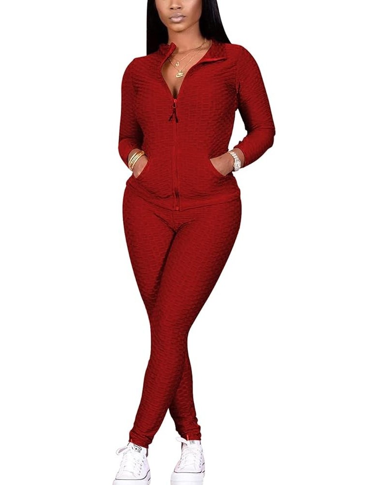 Two Piece Outfits for Women Jogger Sets Workout Sweat Suits Tracksuit Pants Set Red2 $18.49 Activewear