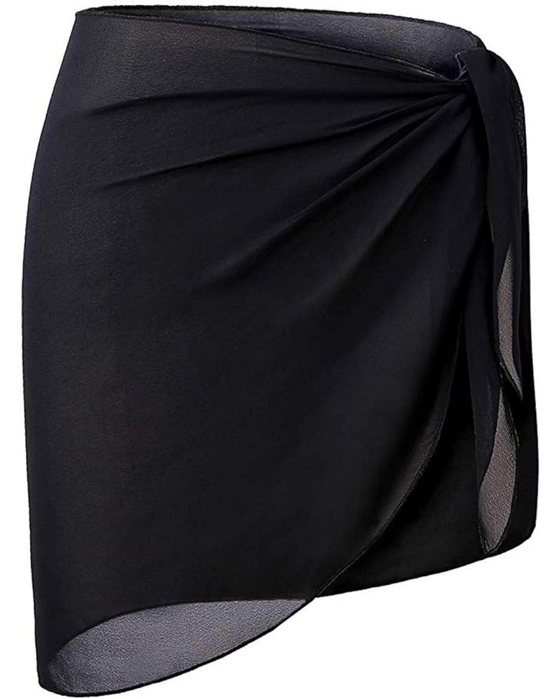 Women's Swimsuit Cover Up Beach Sarong Wrap Maxi Skirt A05-black-short $14.83 Swimsuits