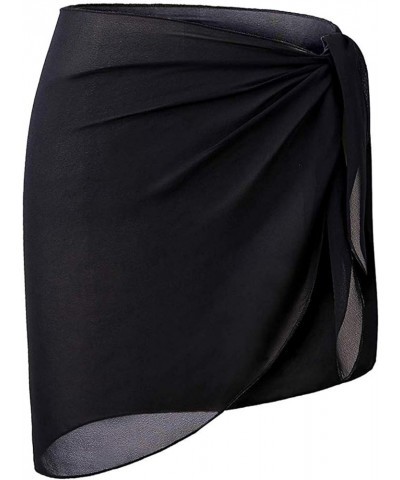 Women's Swimsuit Cover Up Beach Sarong Wrap Maxi Skirt A05-black-short $14.83 Swimsuits