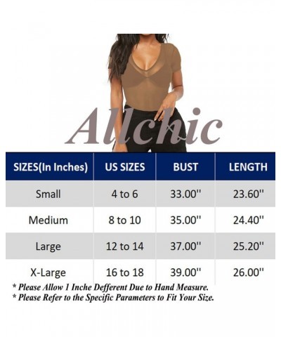 Womens Short Sleeve Sheer Mesh Tops Sexy See Through Tee Blouse Clubwears V Neck Coffee $10.99 Others