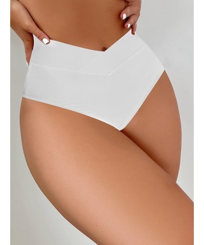 Women's Bikini Bottom High Waisted V Cut Swimsuit Twist Front Cheeky Swim Bottoms White $14.04 Swimsuits