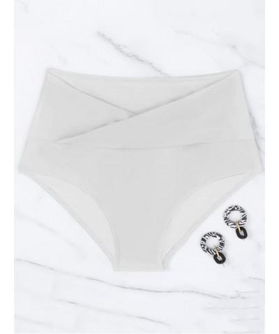 Women's Bikini Bottom High Waisted V Cut Swimsuit Twist Front Cheeky Swim Bottoms White $14.04 Swimsuits