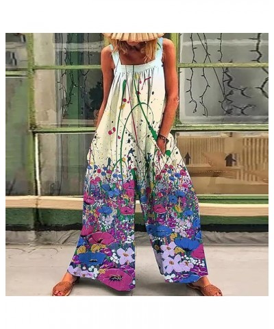 Women's Ethnic Style Suspender Jumpsuit Loose Baggy Cotton Wide Leg Drop Crotch Printed Bib Overalls Rompers Metallic,purple ...