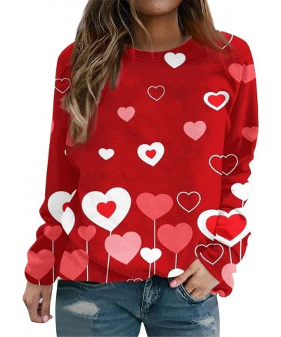 Girls Valentines Gifts,Long Sleeve Shirts For Women Lightweight Crewneck Loose 2024 Valentines Pullover For Women 2-red $10.3...