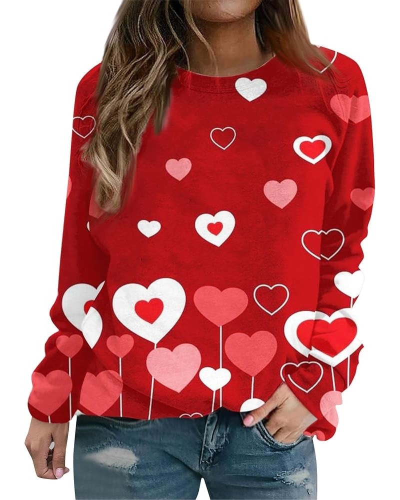 Girls Valentines Gifts,Long Sleeve Shirts For Women Lightweight Crewneck Loose 2024 Valentines Pullover For Women 2-red $10.3...