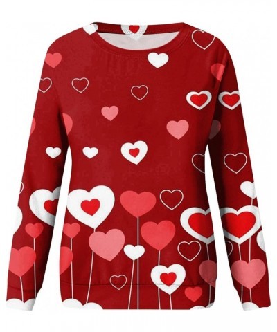 Girls Valentines Gifts,Long Sleeve Shirts For Women Lightweight Crewneck Loose 2024 Valentines Pullover For Women 2-red $10.3...