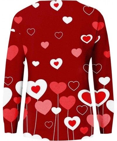 Girls Valentines Gifts,Long Sleeve Shirts For Women Lightweight Crewneck Loose 2024 Valentines Pullover For Women 2-red $10.3...