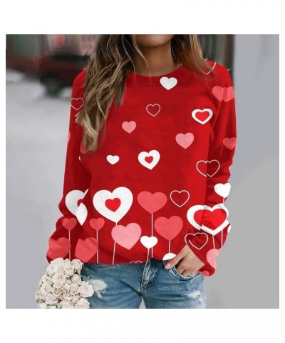 Girls Valentines Gifts,Long Sleeve Shirts For Women Lightweight Crewneck Loose 2024 Valentines Pullover For Women 2-red $10.3...