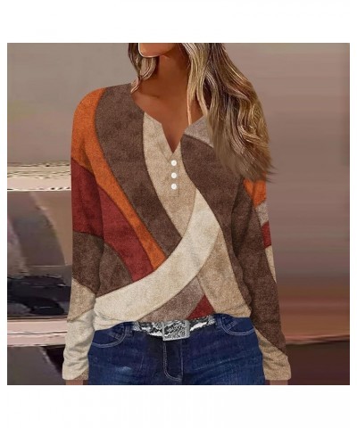 Shirt for Women V Neck Long Sleeve Tee Tops 2024 Trendy Sweatshirts Plus Size Loose Fit Lightweight T-Shirt Blouses 4-saffron...