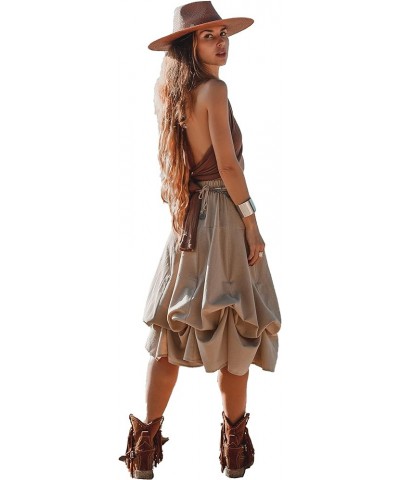 Women's Boho Maxi Midi Skirt Aurora Bohemian Long Organic Cotton Beige $23.92 Skirts