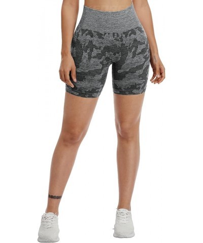 Women Seamless Camo Shorts High Waisted Gym Yoga Workout Black $12.53 Activewear