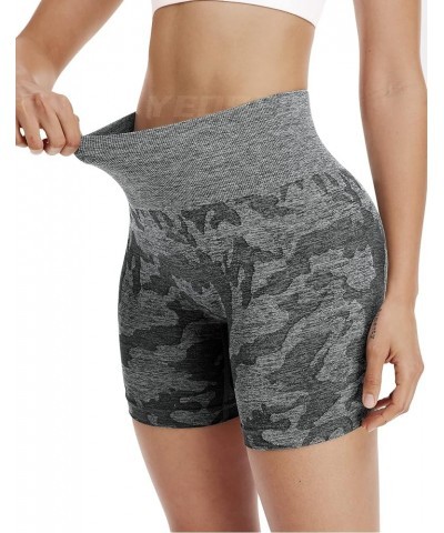 Women Seamless Camo Shorts High Waisted Gym Yoga Workout Black $12.53 Activewear